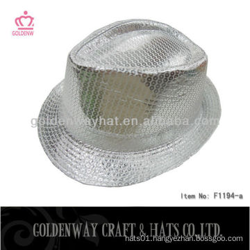 silver sequin fedora hat F1194-a